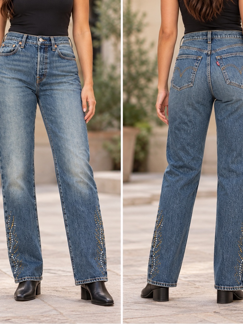 Levi’s 501 Curve Studded Straight Leg Jeans 28x30 NWT